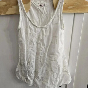 Johnny Was Women's White Embroidered Tank‎ Top Size Small